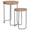 H&S Collection End Table Set of 2 Wood and Metal