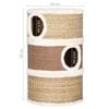 vidaXL Cat Barrel Brown, White Flakeboard, plush, seagrass Large Durable