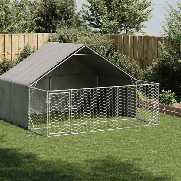 vidaXL Outdoor Dog Kennel Galvanized steel Large Durable