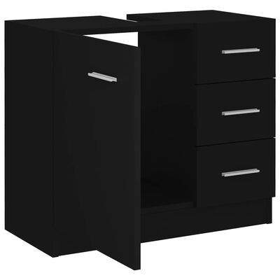 vidaXL Sink Cabinet Black 24.8"x11.8"x21.3" Engineered Wood