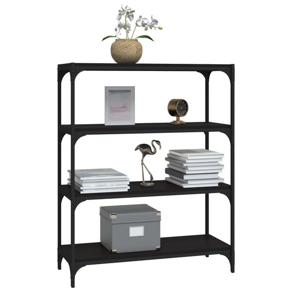 vidaXL Book Cabinet Black Engineered wood, Steel Large Industrial