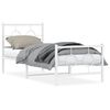 vidaXL Bed Frame White Steel Single Bed Frame Rectangular Industrial