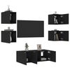 vidaXL TV Wall Unit Black Engineered Wood Medium TV Wall Unit