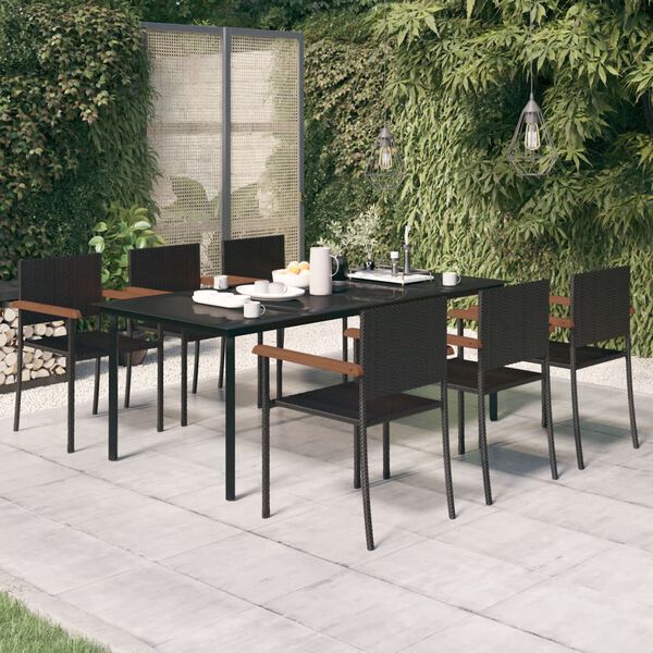vidaXL Garden Dining Set Black