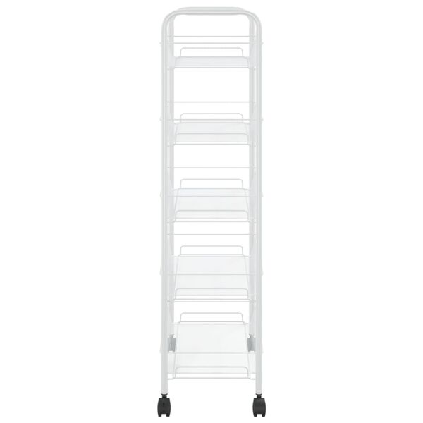 vidaXL 5-Tier Kitchen Trolley White 18.1"x10.2"x41.3" Iron