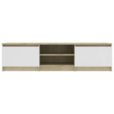 vidaXL TV Cabinet White and Sonoma Oak 55.1"x15.7"x14" Engineered Wood