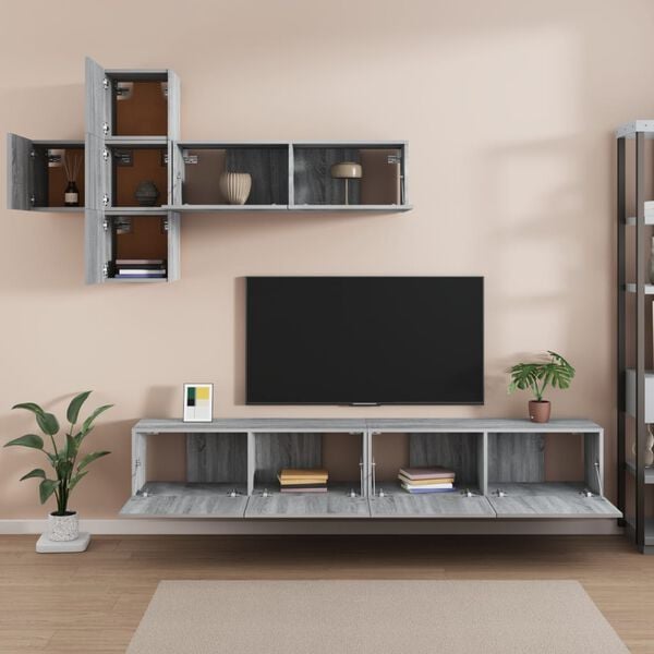 vidaXL TV Cabinet Set Set of 7 Gray Sonoma Engineered Wood