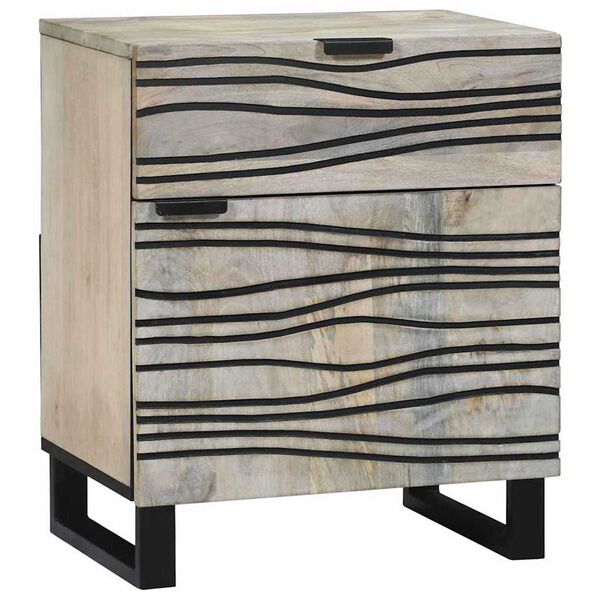 vidaXL Bedside Cabinet White and Black 19.69 x 12.99 x 23.62 in