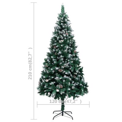 vidaXL Artificial Christmas Tree LEDs&Pine Cones&White Snow 82.7"