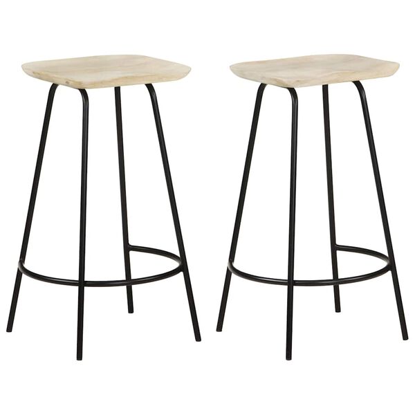vidaXL Bar Stool Set of 2 Bleached wood and black metal