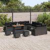 vidaXL Garden Sofa Set with Cushion 14 pcs Black Poly Rattan