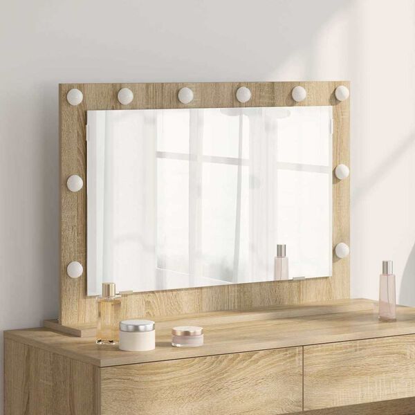 vidaXL Vanity Mirror with Mirror Sonoma Oak 31.50 x 21.65 x 7.09 in