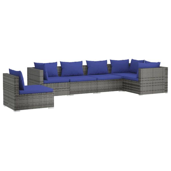 vidaXL Garden Lounge Set Grey, Dark blue