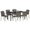 vidaXL Garden Dining Set with Cushion 7 pcs Grey Poly Rattan