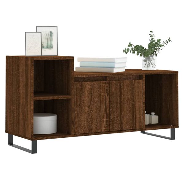 vidaXL TV Cabinet Brown Oak Engineered wood, metal 39.4 x 13.8 x 21.7 in