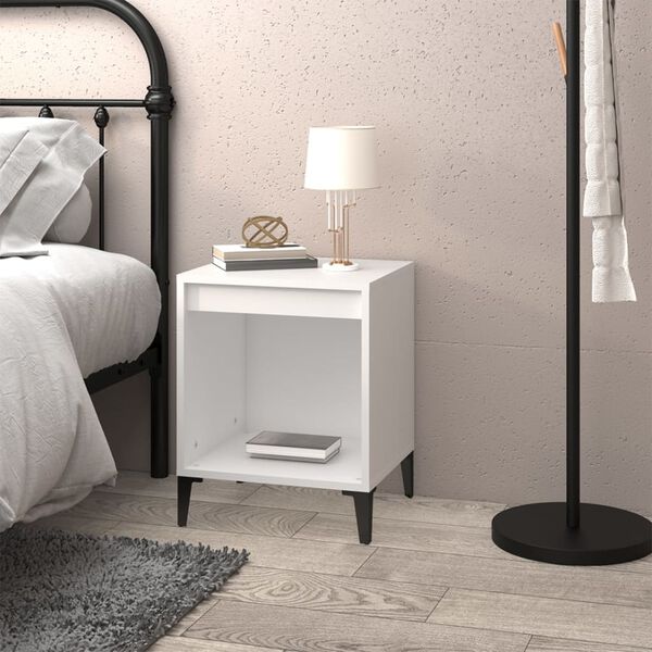 vidaXL Bedside Cabinet White Engineered wood Standard Bedside Cabinet