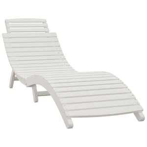 vidaXL Sun Lounger White Solid Acacia wood 72.4 x 21.7 x 25.2 in