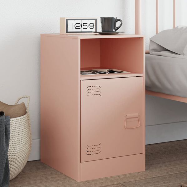 vidaXL Bedside Cabinet Pink Cold-rolled steel Small Bedside Cabinet