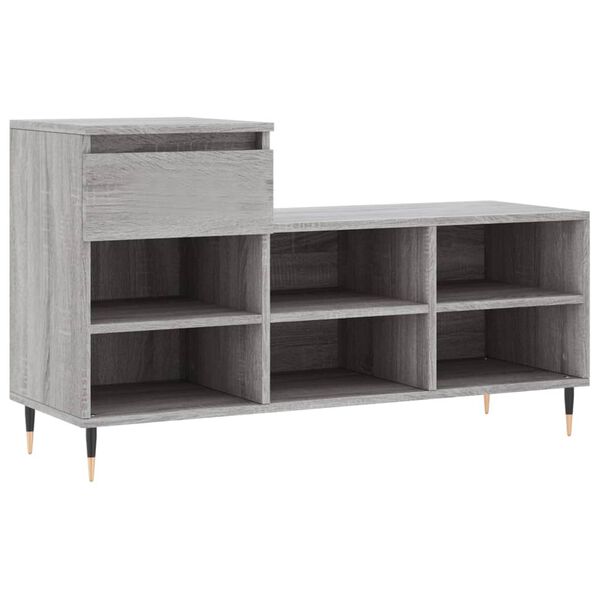 vidaXL Shoe Cabinet Grey Sonoma 40.2x14.2x23.6" Engineered Wood