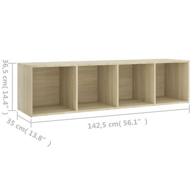 vidaXL TV Stand Sonoma Oak 56.1"x13.8"x14.4" Engineered Wood