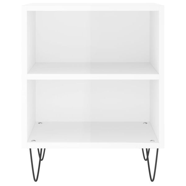 vidaXL Bedside Cabinet High gloss white Engineered wood, iron