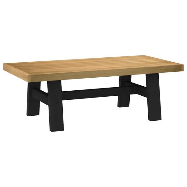 vidaXL Coffee Table Natural and Black Solid Pine Wood Medium Durable