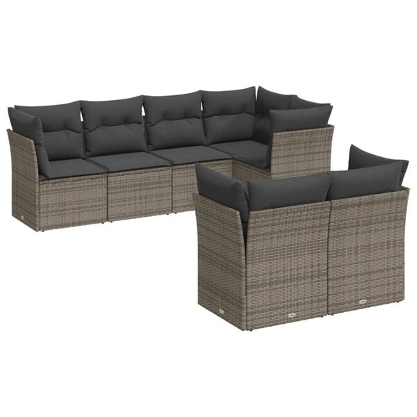 vidaXL Garden Sofa Set Gray PE rattan Large Modular Garden Sofa Set