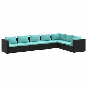 vidaXL Garden Lounge Set Black PE rattan, powder-coated steel, plastic
