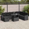 vidaXL Garden Sofa Set Black PE rattan, powder-coated steel, tempered glass