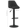 vidaXL Bar Stool Set of 2 Black Velvet Adjustable Swivel Bar Stool