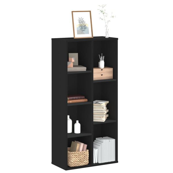 vidaXL Bookcase Black Engineered wood Medium Bookcase Rectangular