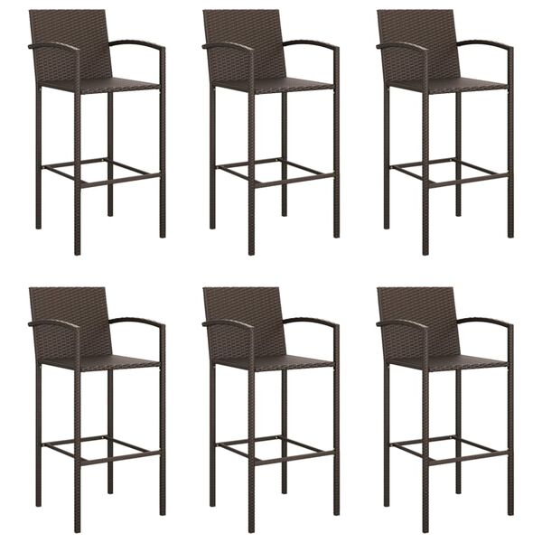 vidaXL Garden Bar Set Brown PE rattan, powder-coated steel, tempered glass
