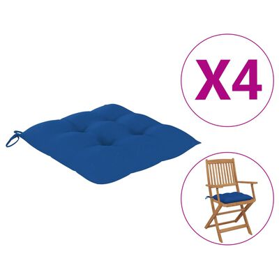 vidaXL Chair Cushions 4 pcs Blue 15.7"x15.7"x2.8" Fabric