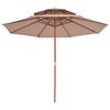 vidaXL Parasol Taupe Polyester, Laminated bamboo, Hardwood Large