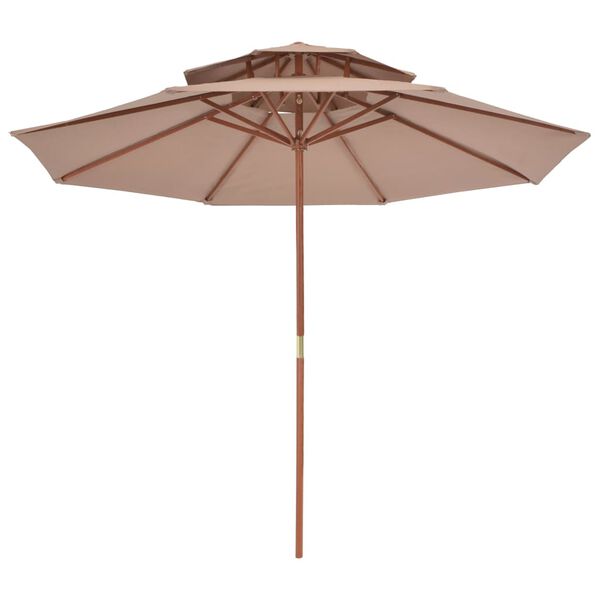 vidaXL Parasol Taupe Polyester, Laminated bamboo, Hardwood Large