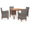 vidaXL Dining Set Natural, grey, dark grey