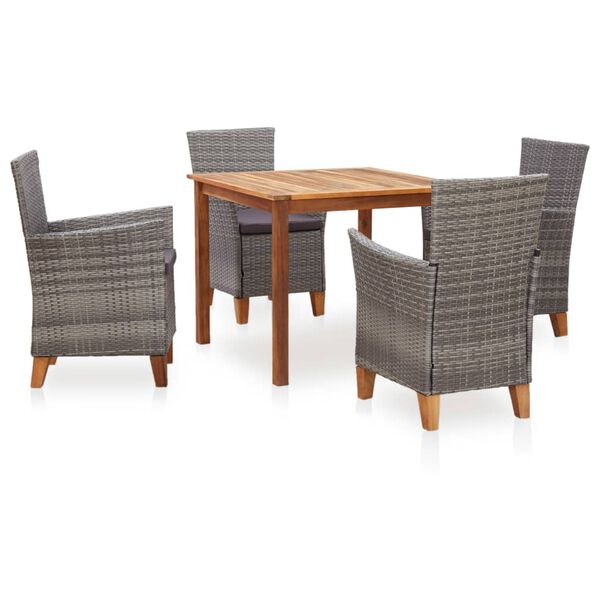 vidaXL Dining Set Natural, grey, dark grey