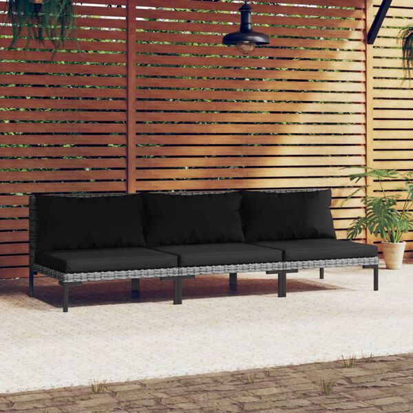 vidaXL Garden Sofa Dark Grey Powder-coated steel Standard Garden Sofa