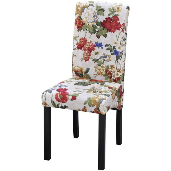vidaXL Dining Chairs Set of 2 Multicolored Polyester fabric, Wooden frame