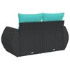 vidaXL Garden Sofa Black and Blue PE Rattan, Powder-Coated Steel, Polyester