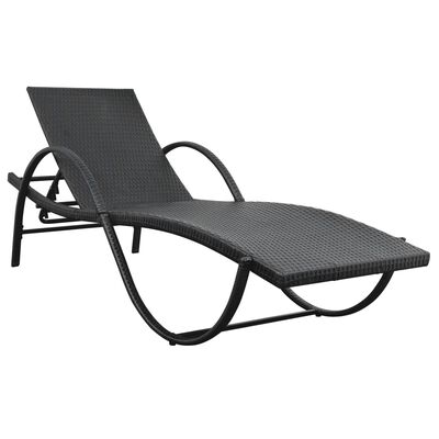 vidaXL Sun Loungers 2 pcs with Table Poly Rattan Black