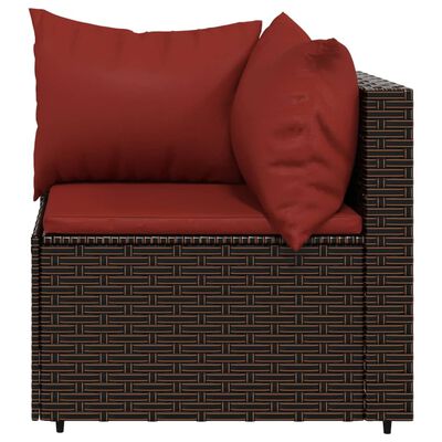 vidaXL Patio Corner Sofa with Cushions Brown Poly Rattan