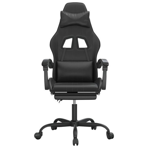 vidaXL Gaming Chair with Footrest Black Faux Leather