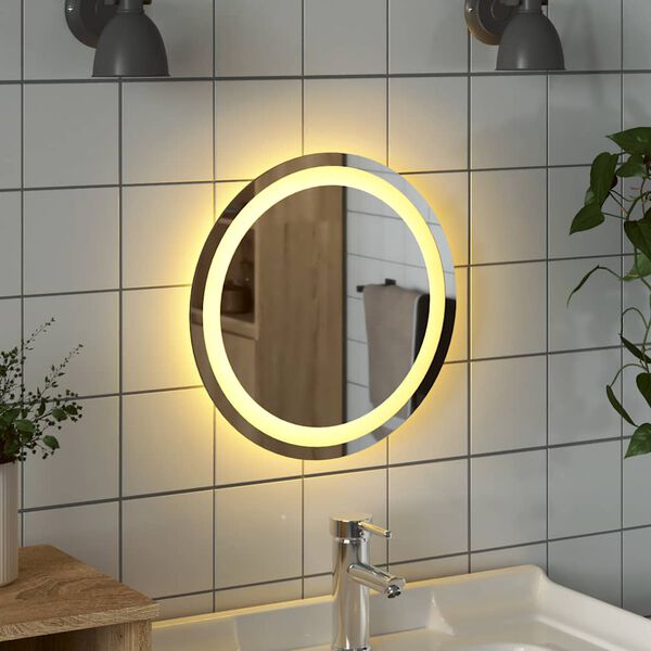 vidaXL LED Bathroom Mirror Transparent Glass Medium Bathroom Mirror