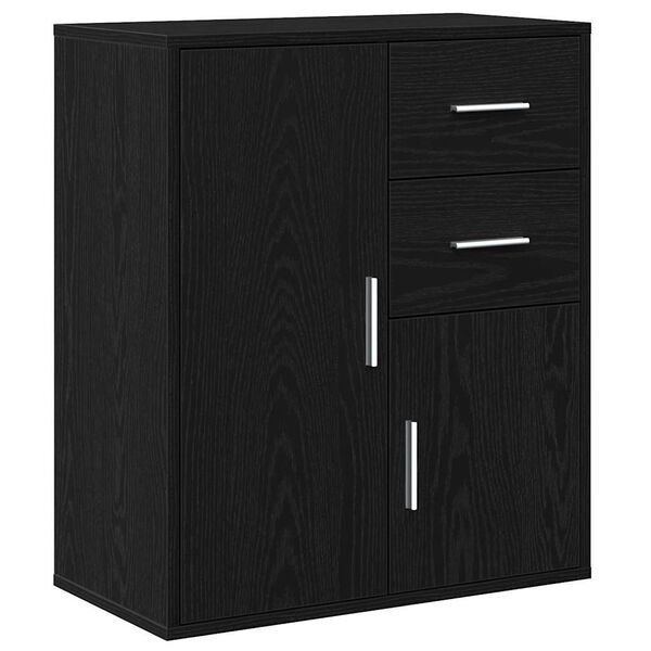vidaXL Sideboard Black Oak 23.62 x 12.20 x 27.56 in Engineered Wood