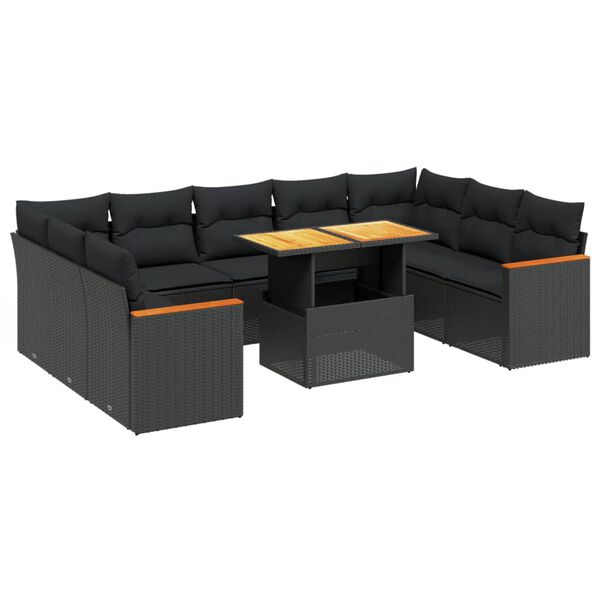 vidaXL Garden Sofa Set Black