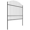 vidaXL Garden Fence with Spear Top Steel 631.3"x68.9" Black