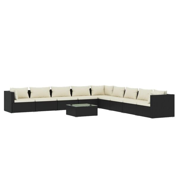 vidaXL Garden Lounge Set Black, Cream