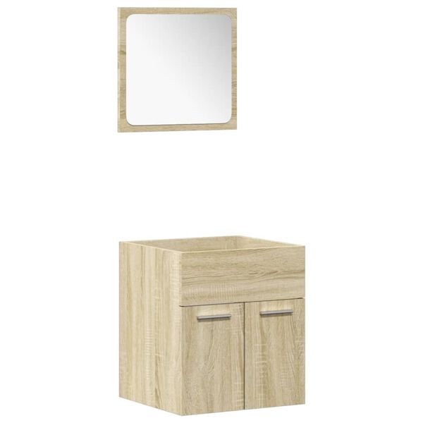 vidaXL Bathroom Furniture Set Sonoma Oak, White Engineered Wood, Ceramic