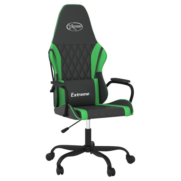 vidaXL Gaming Chair Black and Green Faux Leather, Metal, Plywood, Foam
